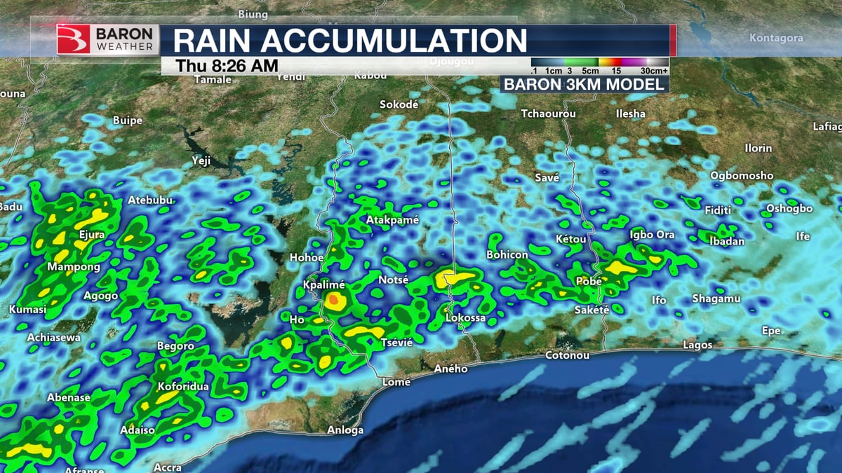 Togo Acumulación de lluvia