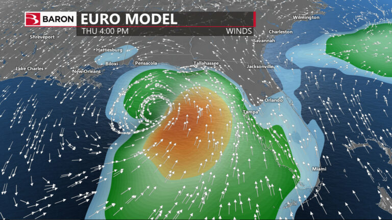 Captura de pantalla de los vientos del modelo Euro